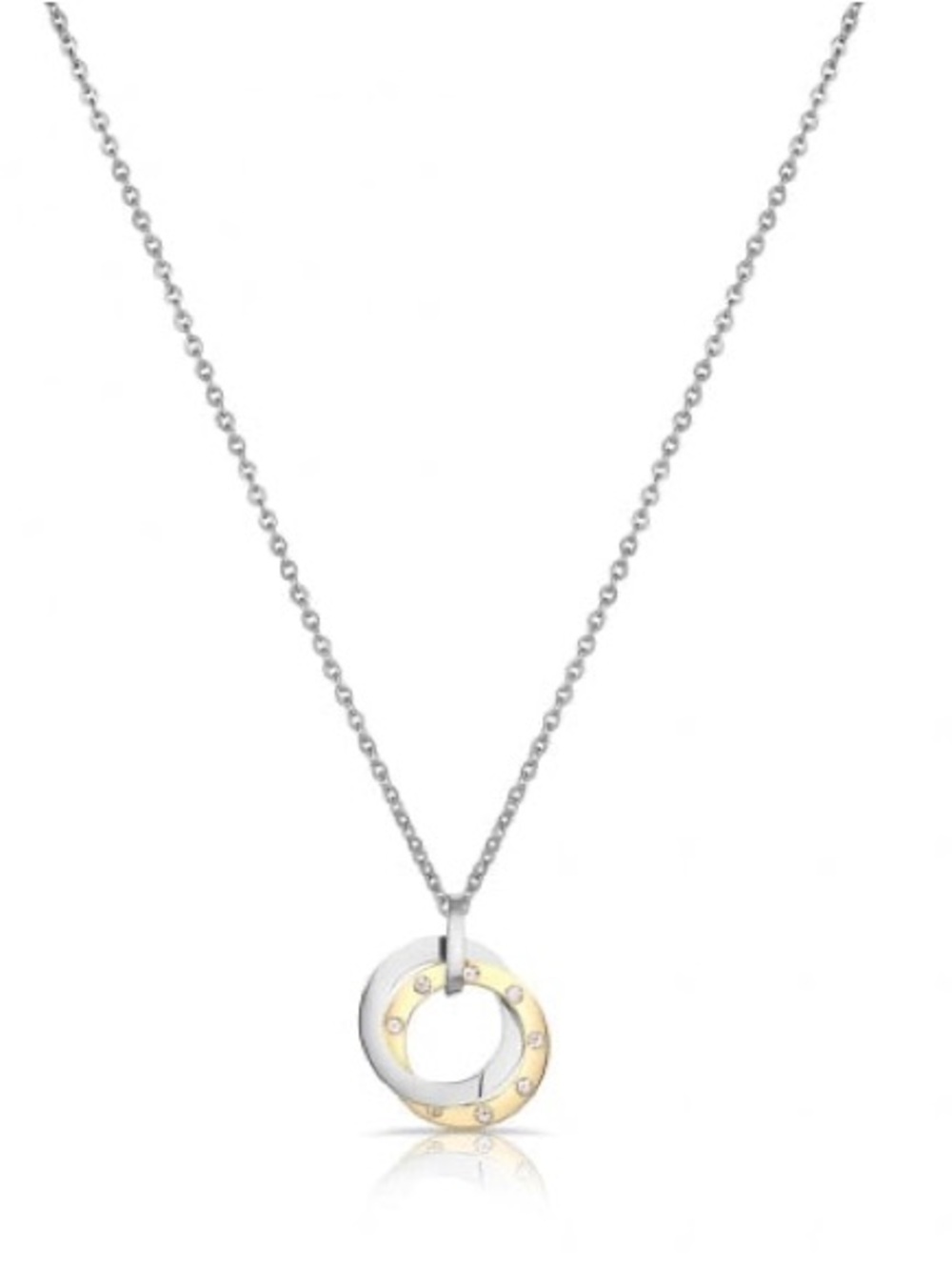 Daniel Klein Two-Tone Stainless Steel Circle Pendant Necklace Gold & Silver